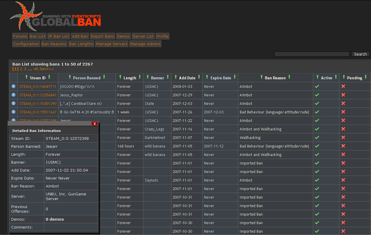 Global Ban для админа сервера CS:S